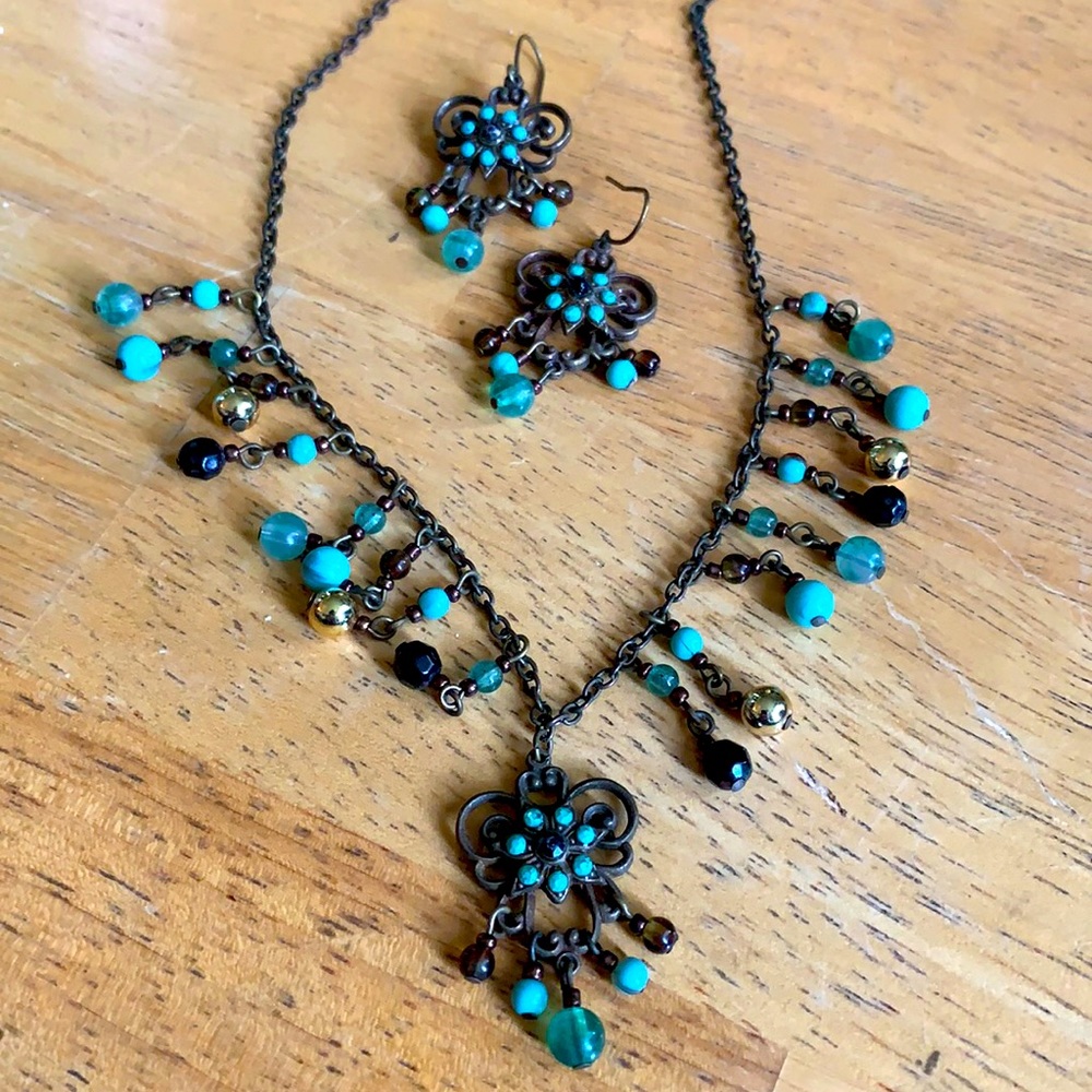 Boho necklace & earring set